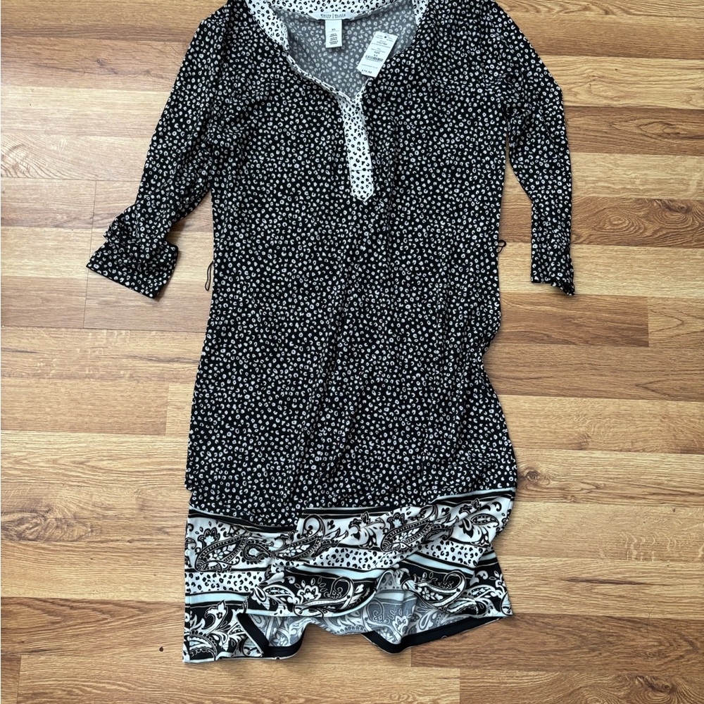 White House Black Market Black and White Patterned Dress